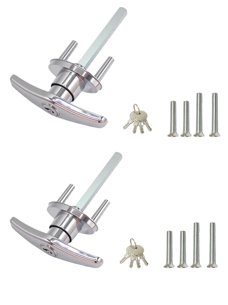 Quality Life Garage Door Lock T-Handle Locks Latch Replacement Parts with 4 Keys, Mounting Hardware Included, Fit 1-3/8"" to 2"" Thick Doors, T-Handles Locking Set for Garage Door - 2pack - Image 1